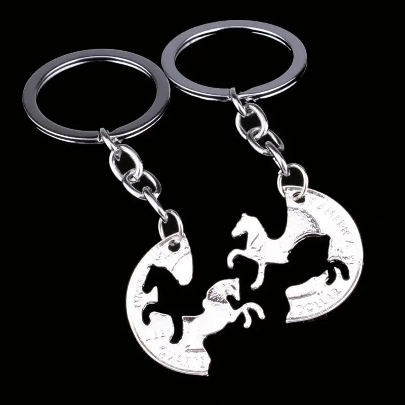 Running Horse Keyring 2PC/Set Key Chain Ring Pendant Best Friend Lovers Couples Gift Women Men Jewelry Keychain Charm | Украшения и