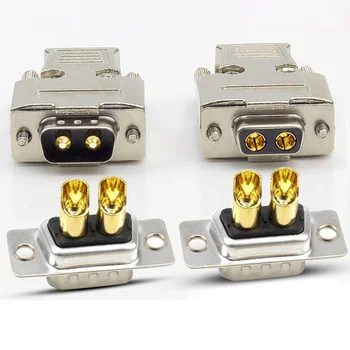 

D-Sub Connector 30A 40A Large Current 2 Core Plug 2W2 Weld Wire Connector 2 Pin Gold Panel male female