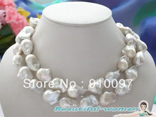 

>>>Huge 34" 23-28mm white baroque KESHI REBORN PEARL NECKLACE