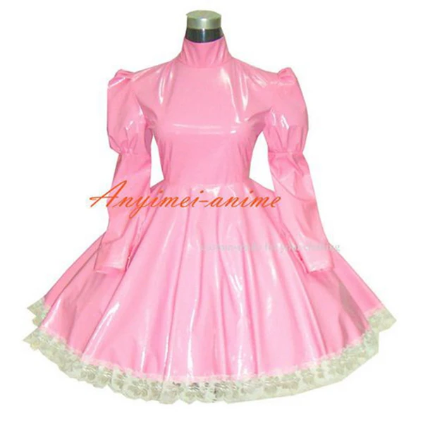 

sissy maid Gothic lolita punk pink PVC dress cosplay costume Tailor-made[G270]