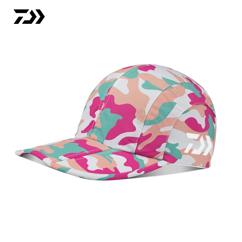 Fishing Caps Summer Camouflage Sun Protection Hat Men Sports Adjustable Baseball Golf Outdoor Running Fishing Cap - Color: Rose Red