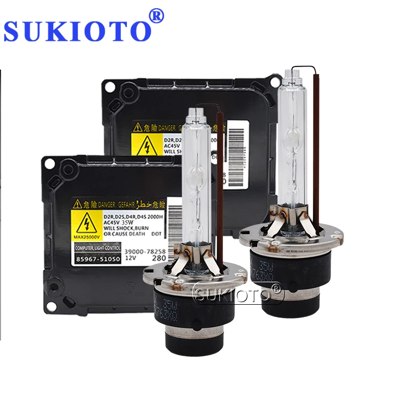 SUKIOTO 35W Xenon D2S HID Kit 5500K D4S Fast Bright Car Headlight Bulb 35W OEM HID Ballast Reactor 85967-51050 D2S D4S Xenon Kit (2)