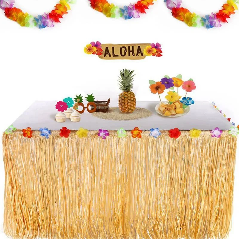 9ft 275 см Искусственный Гибискус трава стол юбка Гавайская тропическая для Гавайской вечеринки декоративные подкладки день рождения партии поставки цветок