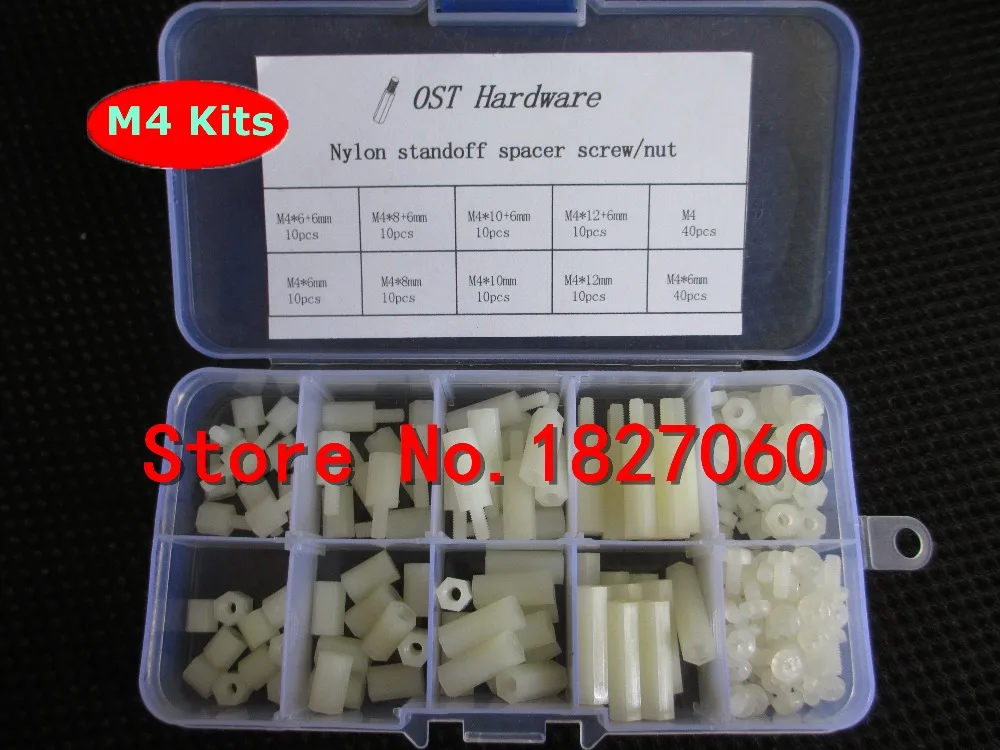160pcs M4 Nylon M F Hex Standoff Spacers /Screw /Nut Assortment Kits