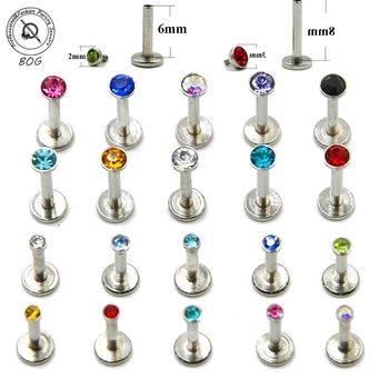 

BOG-1PC Surgical Steel Internally Threaded Zircon Prong Lip Stud Ear Cartilage Tragus Helix Piercing stud Ring 16g Body Jewelry