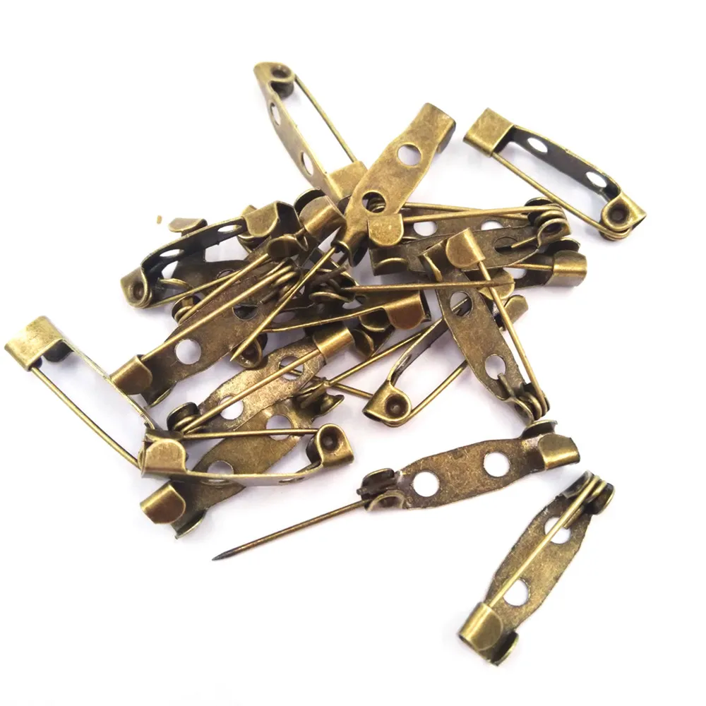 

Antique Bronze 2 Hole 20mm 1000pcs Brooch Base Back Bar Badge Safety Pins Brooch Pins Jewelry Findings Accessories BSP05