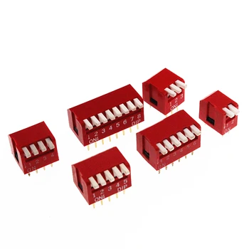 

5pcs/lot Slide Type Lateral Toggle DIP Switch 2 3 4 5 6 8 Pin P 2.54mm Pitch Position Way DIP Red Snap Switch
