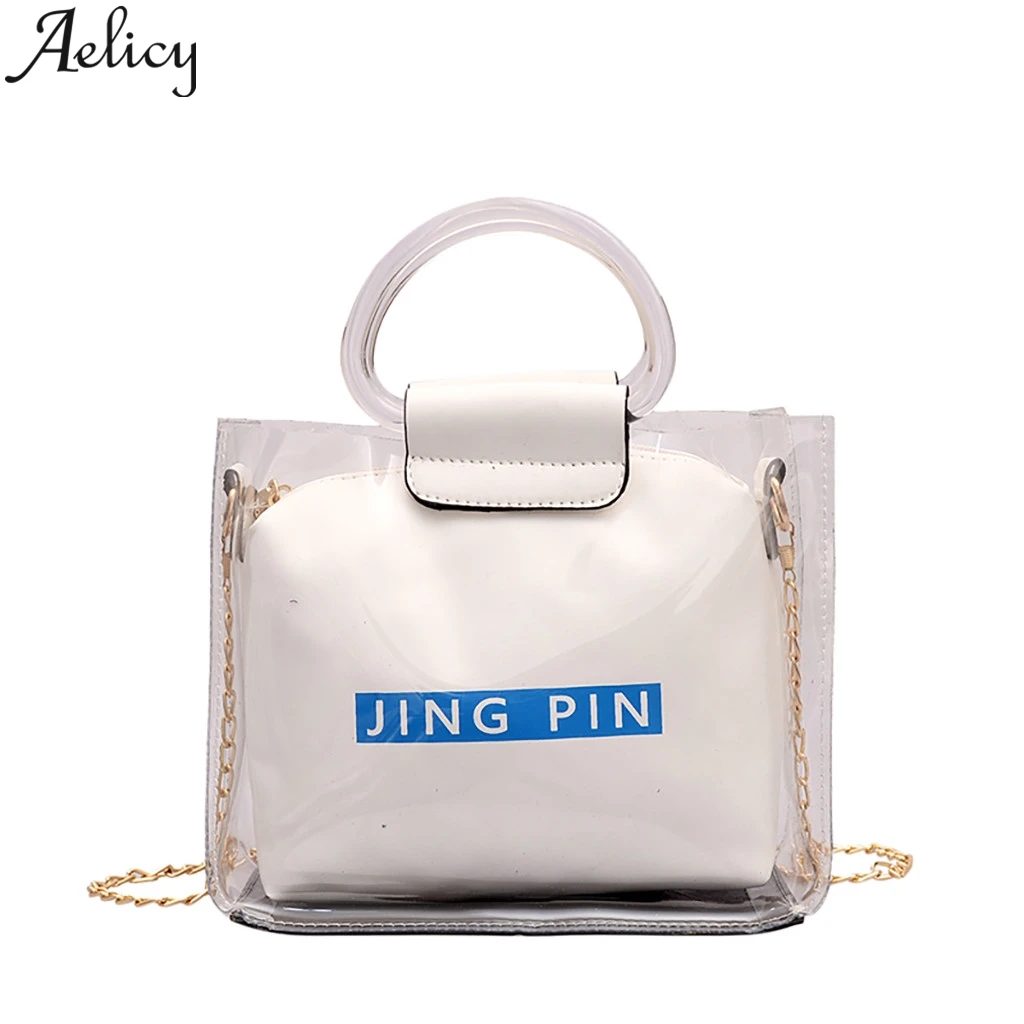 

Aelicy Designer Mini Crossbody Ms. Solid Color Transparent Small Shoulder Tote Multifunctional Bag Travel