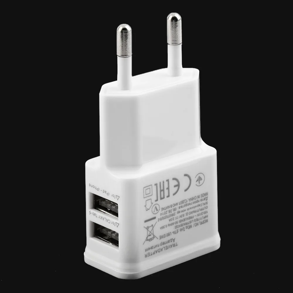 5 فولت 2a المزدوجة usb شاحن السفر الجدار شاحن محول الاتحاد الأوروبي التوصيل ل شاحن الهاتف المحمول اللوحي