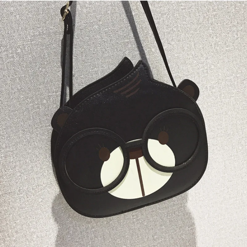 RURU рюкзак с обезьянкой для женщин PU материал Женская квадратная сумка с боковой молнией и одной наплечной наклонной сумкой - Color: Black