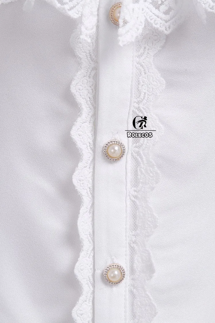 ROLECOS Фирменная Новинка модная женская блузка шифоновая черная белая рубашка с длинным рукавом Готический стиль милая блузка Лолита с оборками для женщин