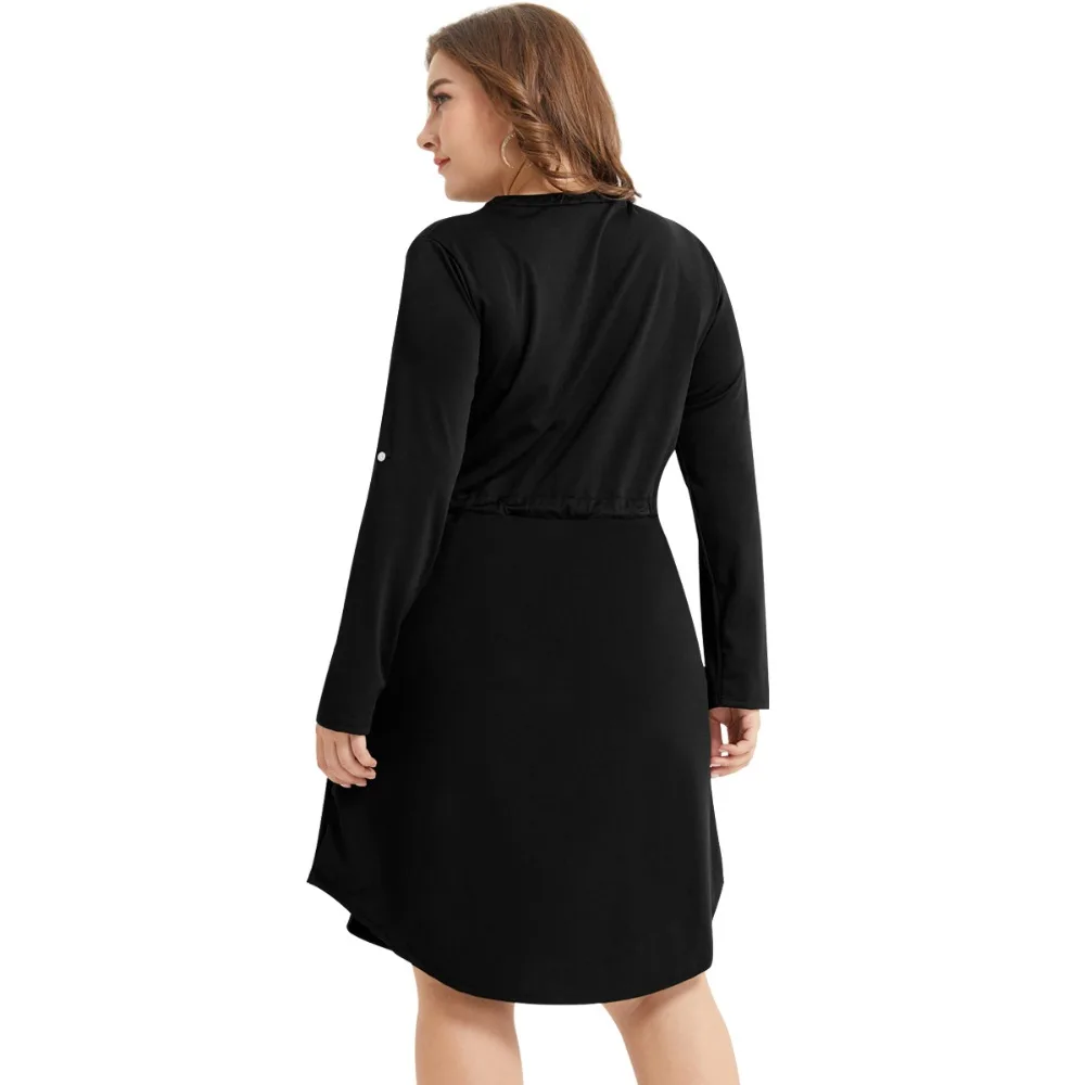 4XL Large Size Spring Summer Dress Black Color Mix Dresses Plus Size Women Clothing Chain Waist Pocket Casual comfort dress 4XL Large Size Spring Summer Dress Black Color Mix Dresses Plus Size Women Clothing Chain Waist Pocket Casual comfort dress