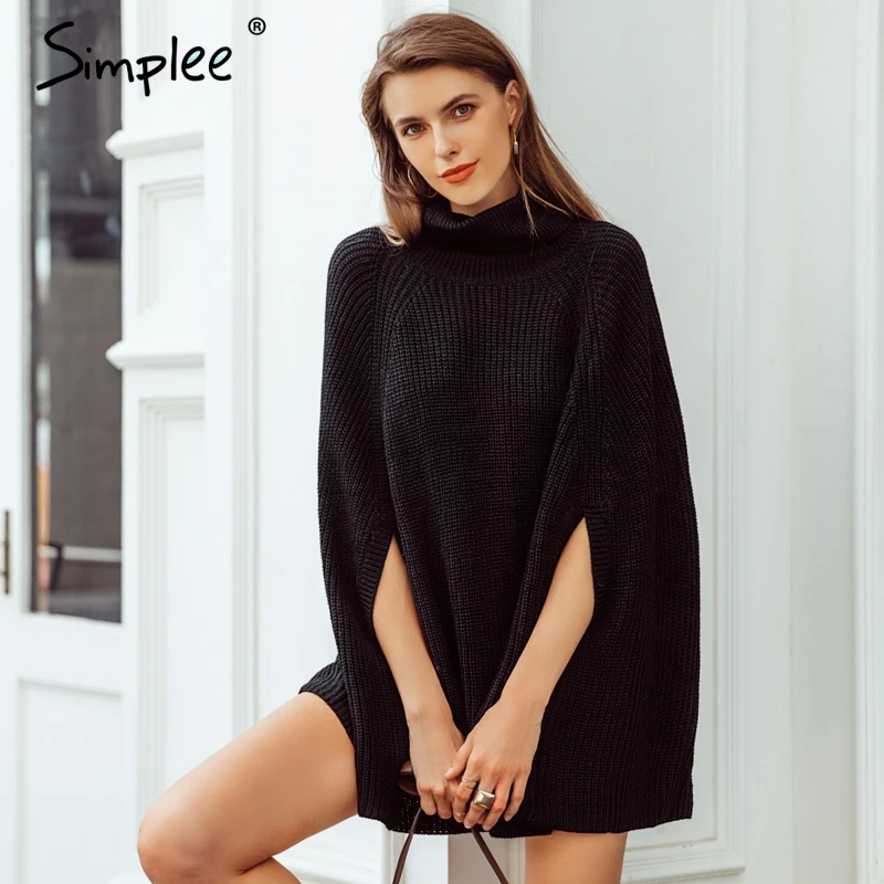 Simplee Knitted turtleneck cloak sweater Women Camel casual pullover Autumn winter streetwear women sweaters and pullovers 2018 Simplee Knitted turtleneck cloak sweater Women Camel casual pullover Autumn winter streetwear women sweaters and pullovers 2018