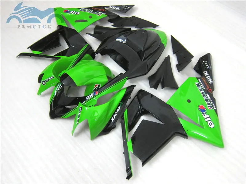 

Custom your Motorcycle fairing kits for Kawasaki Ninja ZX-10R 2004 2005 body repair fairings kit 04 05 ZX10R green black BK56