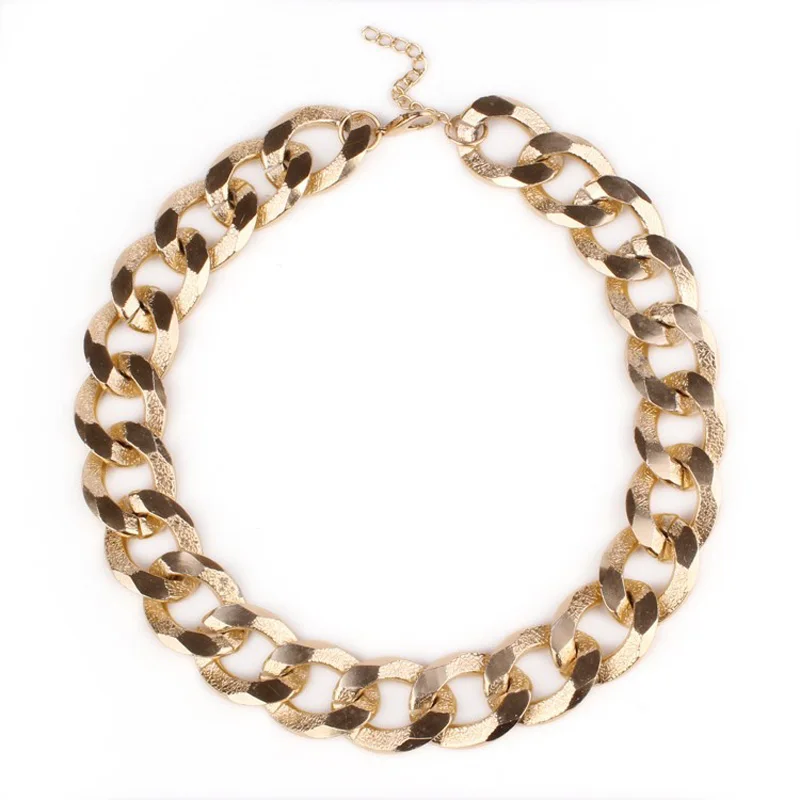 Woman Jewelry Chunky Chain Necklace light gold color Metal Basic necklacein Chain Necklaces