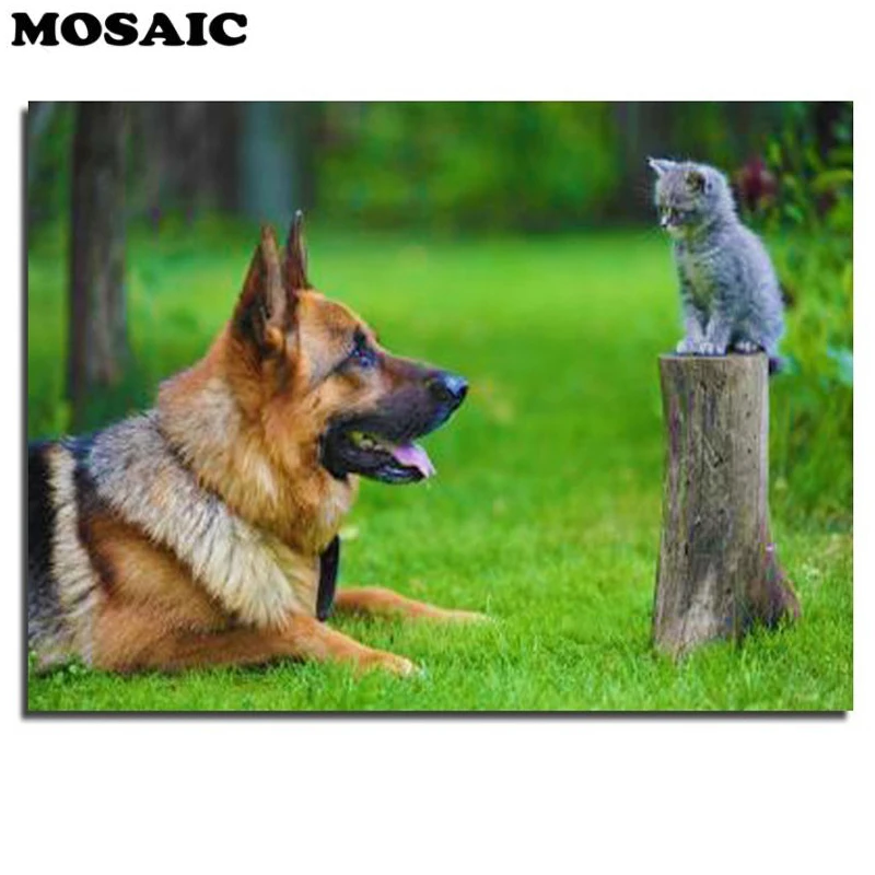 

Diy Full drill 5D DIY Diamond Painting"Cats and dogs "Embroidery Diamond Cross Stitch Rhinestone Mosaic Painting gift