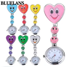 New Style Fashion Ladies Women’s Cute Smiling Faces Heart Clip-On Pendant Nurse Fob Brooch Pocket Watch