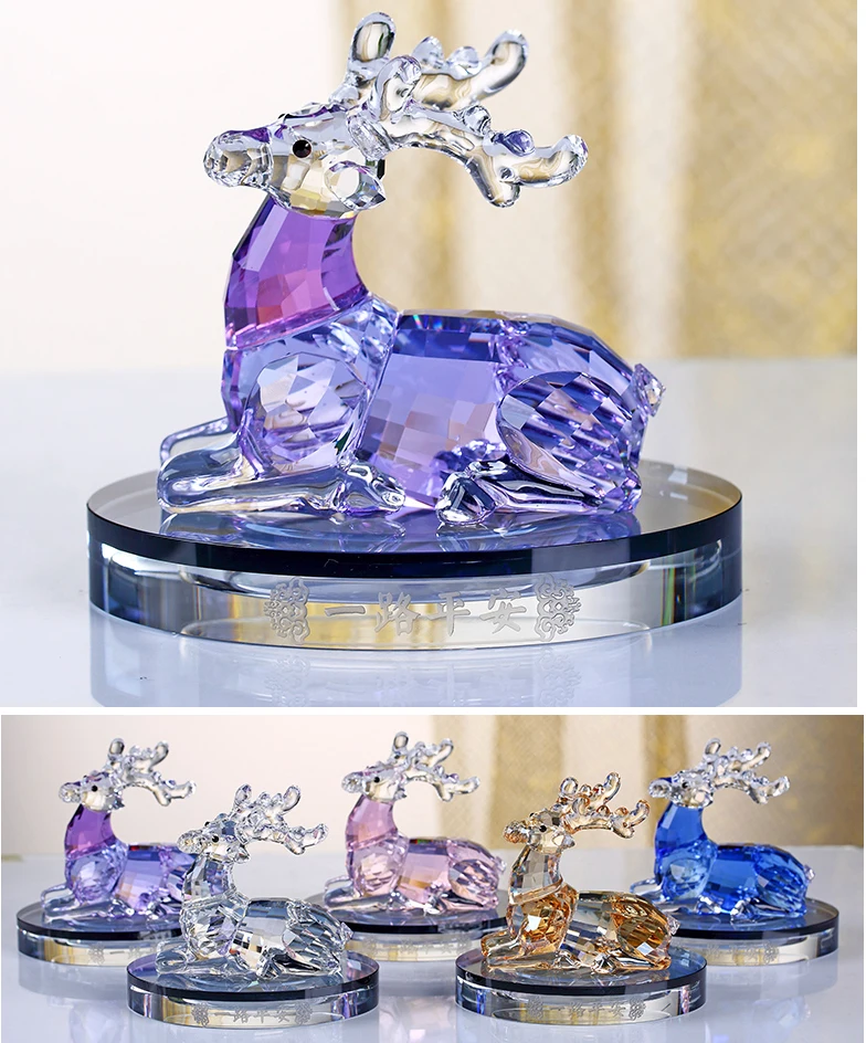 

best gift Wedding & Engagement friend love Birthday Party Christmas Anniversary Handicraft 3D color crystal deer art sculpture