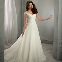 Популярный дизайн Casamento трапециевидной формы без рукавов robe De Mariage длинный Кружевной Белый/слоновой кости свадебные платья размера плюс клиента