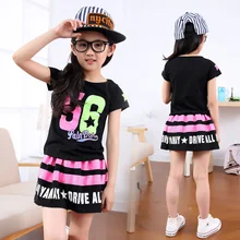 Baby Suits New Child Autumn Baby Girl Cotton Sets Outdoor Rainbow Striped Blouse +Skirt Kids Vestido For Girl Set