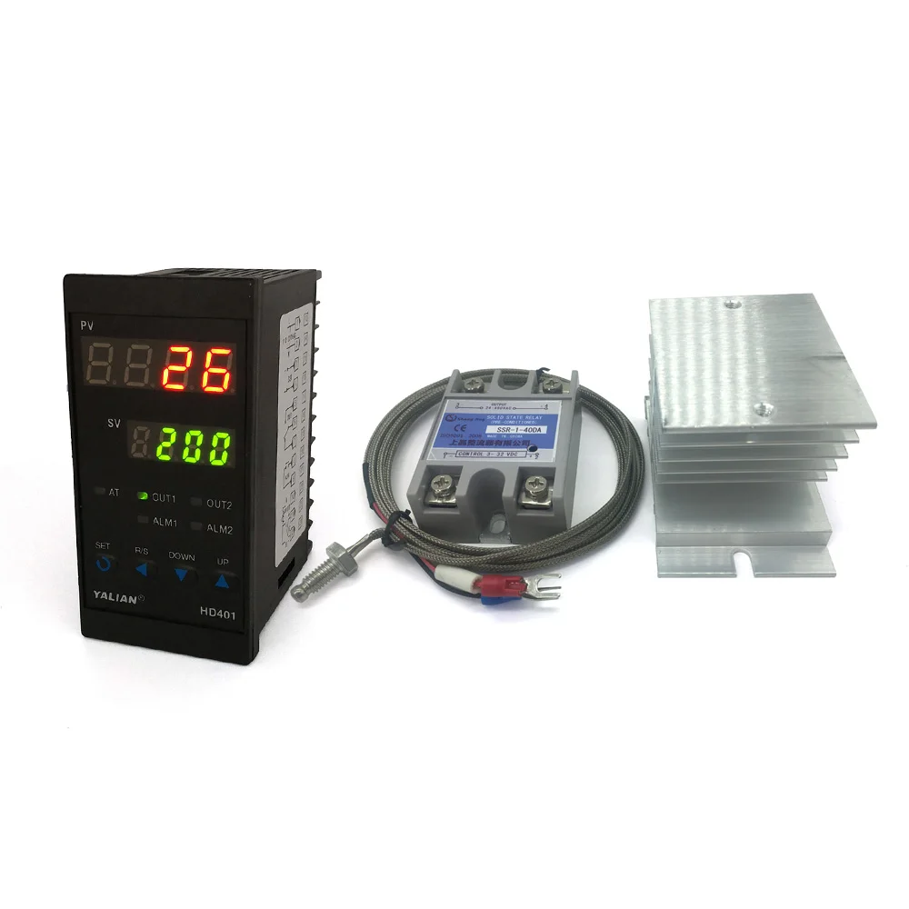

best a set pid temperature controller 220V Max temperature 1300°C two lines display+2M K thermocouple+Max 40A ssr+heat sink