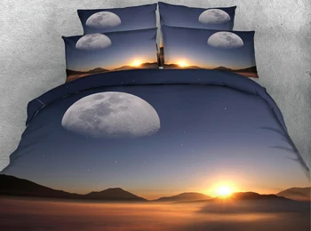 

JF-114 Natural Scenery moon mountain sunset 3d bedding set Super king size bed linen 4pcs queen duvet cover set single sheet