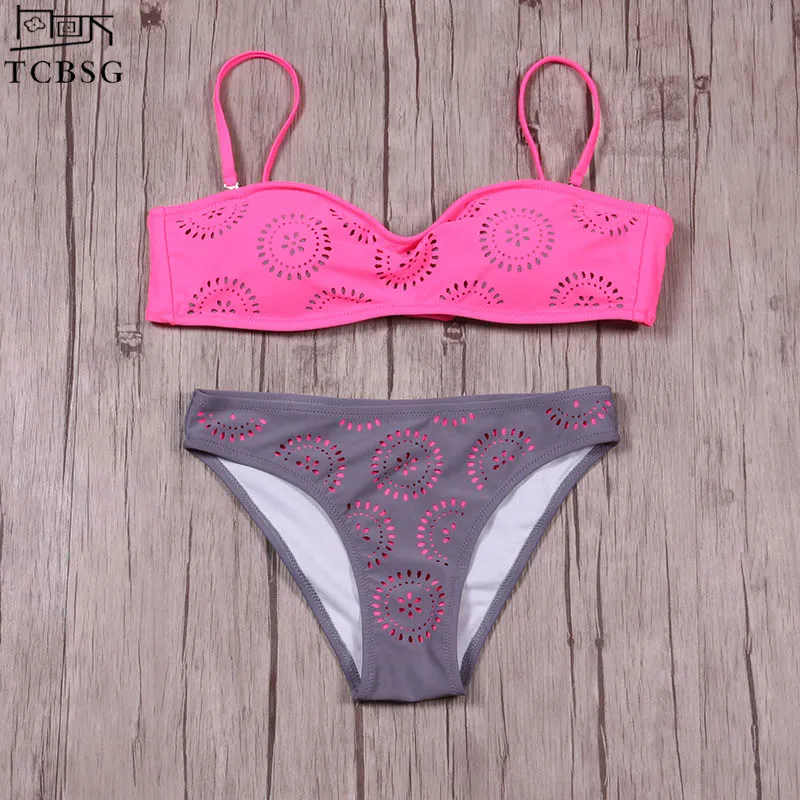 

TCBSG 2019 Newest Solid Hole Women Swimwear Bikinis Swimsuit Women Summer Hollow Bikini Biquini Beachwear Bathing Suit L