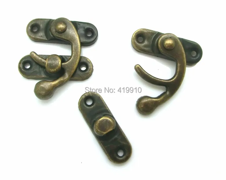 

Free Shipping-50 Sets Metal Hook Box Latches Clasp Box Lock Purse Lock Antique Bronze 4 Holes 2.6cm x 2.3cm 2.3cm x 0.8cm J1841