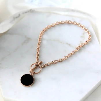 

2019 Fashion Titanium Steel Jewelry Black Round Roman Numeral Bracelet Fashion Faded Gift bracelet for women love jewelry