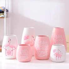 Настольная Цветочная ваза с фламинго, керамические милые вазы, домашний декоративный цветочный горшок, элегантная ваза, художественные декоративные изделия, рождественские подарки