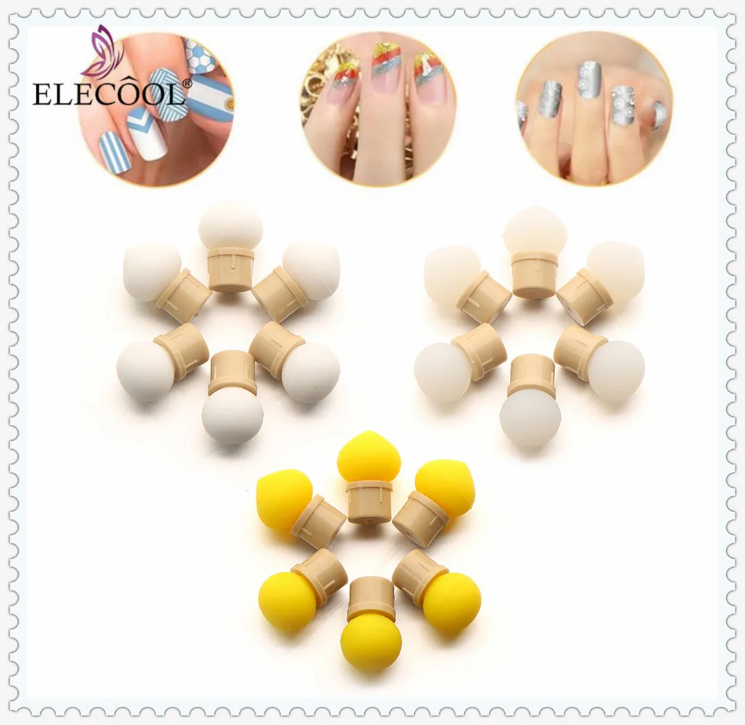 

ELECOOL 6Pcs Sponge Set Nail Glitter Powder Picking Dotting Gradient Replacement Head Nail Art Brush For Drawing Blooming Pencil