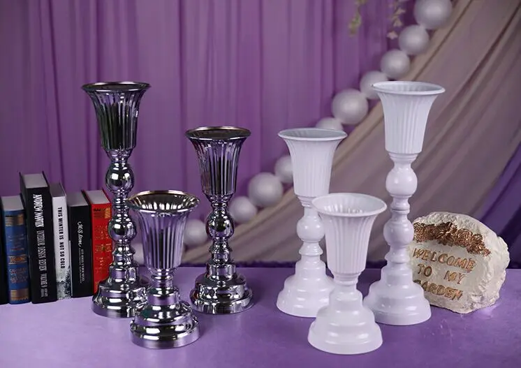 9pcs/lot Luxury Wedding Silver Flower Stand,Banquet Flower Vase,Wedding