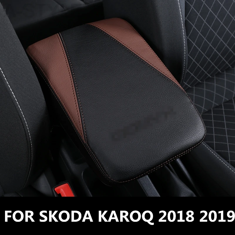 

For SKODA KAROQ 2018 2019 car central container armrest box PU Leather auto car-styling content box holder accessories