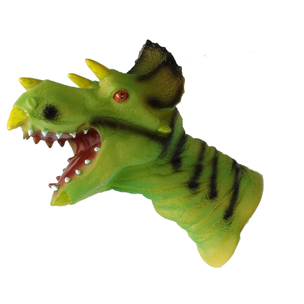 

HuangNeeky #401 NEW Animal Hand Puppets Role Play Realistic prop Story Telling Green Dinosaur Head Gloves Soft Toy Free Shipping