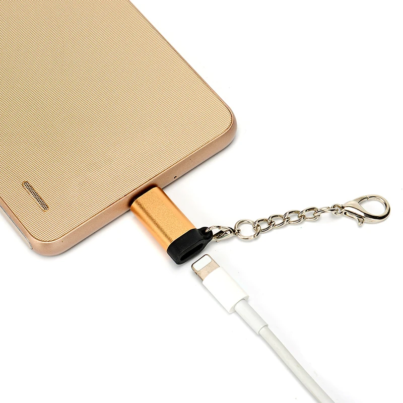 1 шт. Micro USB Кабель-адаптер Micro USB штекер для iPhone Женский конвертер USB OTG адаптер для передачи данных с брелоком для телефона