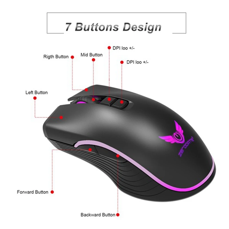 ZERODATE 2,4 Беспроводная мышь, портативная игровая компьютерная мышь, эргономичная мышь для ПК, для ноутбука, ноутбука, быстрая зарядка типа c