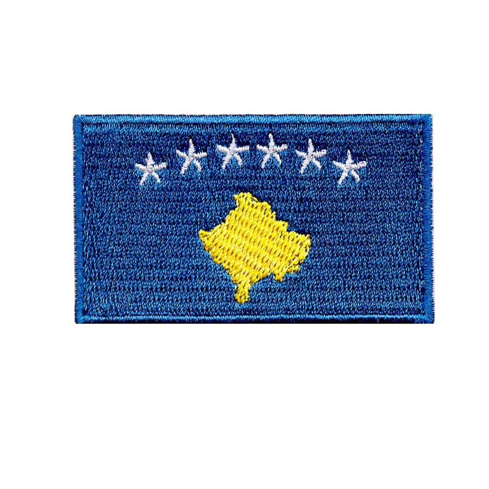 

free shipping Kosovo national flag Embroidered Iron On Badges Army Shoulder Patches Design Embroidery DIY Coat Shoes Accessories