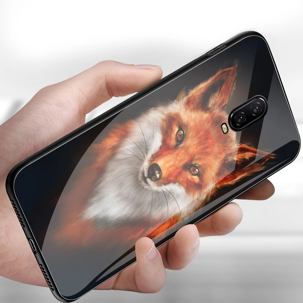 

FinderCase for OnePlus 7 pro Case Glossy Cute animal One Plus Tempered Glass Back Cover Case Shell for OnePlus 7 pro 6t 6
