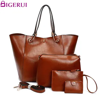 

DIGERUI Composite Bag Fashion 4 pieces Handbag Ladies Pu Leather Large Capacity Women Shoulder Bag Totes A6547
