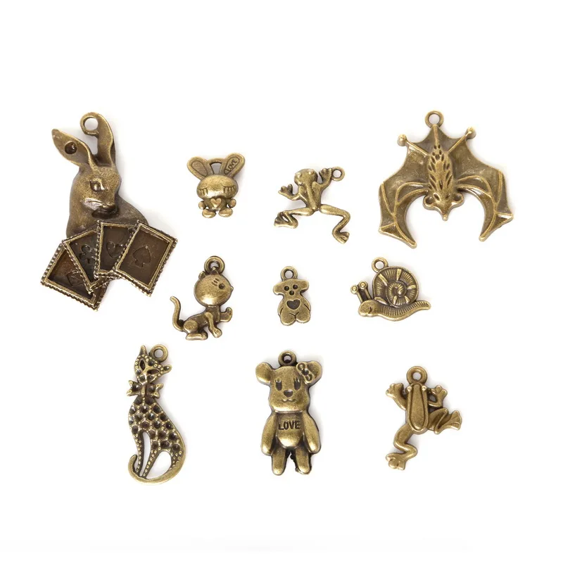 Wholesale 60pcs/lot Mixed Zinc Alloy Animal Charms Antique Bronze