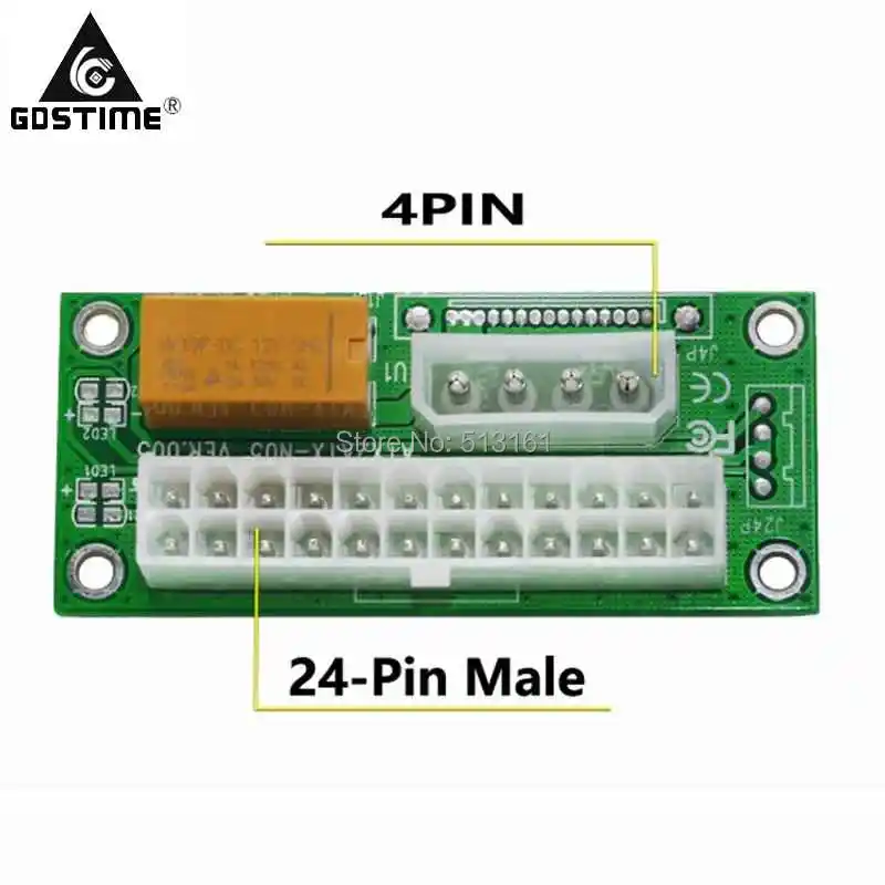 

Gdstime Dual PSU Adapter Molex Power Supply 24Pin 4Pin Sync Synchronous Starter Extender Card