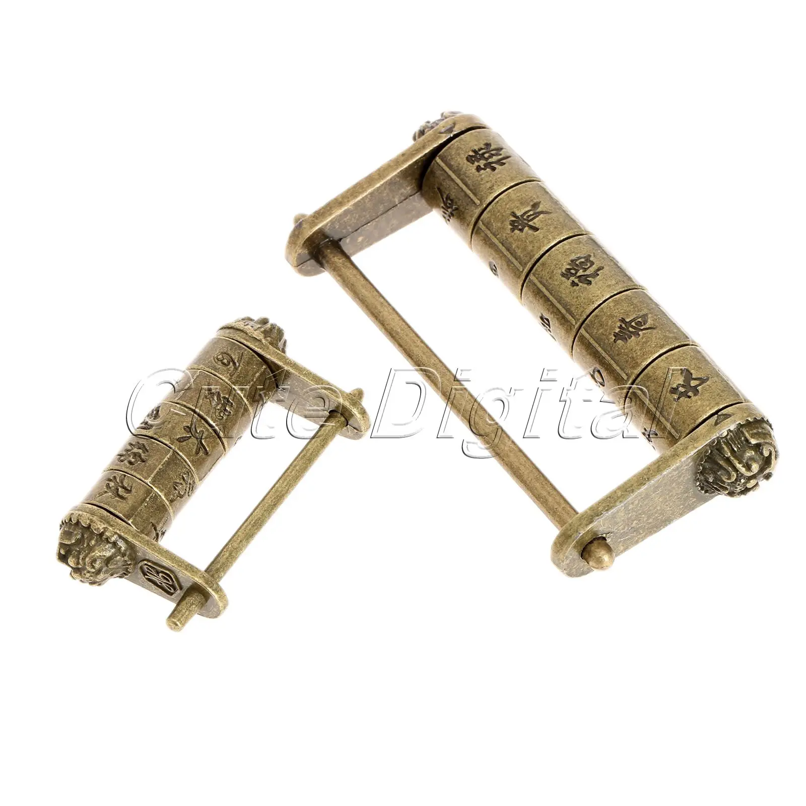 Zinc Alloy Vintage Antique Chinese Old Style Lock Jewelry Chest Box