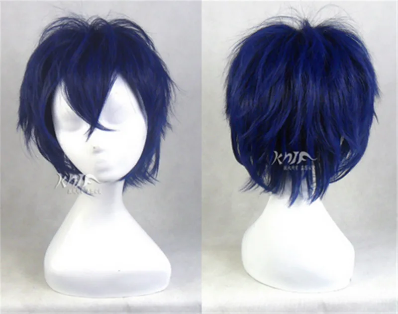 

New K Fushimi Saruhiko / Akame ga KILL Susanoo Cos Wig Navy Blue black Straight Short 35cm Synthetic Hair