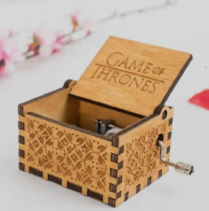 

Marvel Antique Carved Wood dragon ball Game of Thrones Music Box Hand Crank Theme Music zelda avengers action figure toys