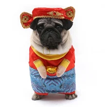 Новогодний костюм для собак в китайском стиле; дизайн «Бог богатства»; комплект одежды для домашних животных; Одежда для собак и кошек; зимняя одежда