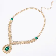 Топ со стразами цвет золотистый Роскошные Элегантные royal торжественное платье ожерелье серебряные украшения женские серебряные ожерелья# N006