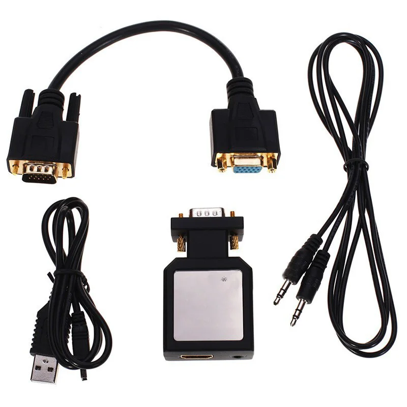 

Mini VGA2HDMI VGA to HDMI Converter Adapter with VGA USB Audio Cable