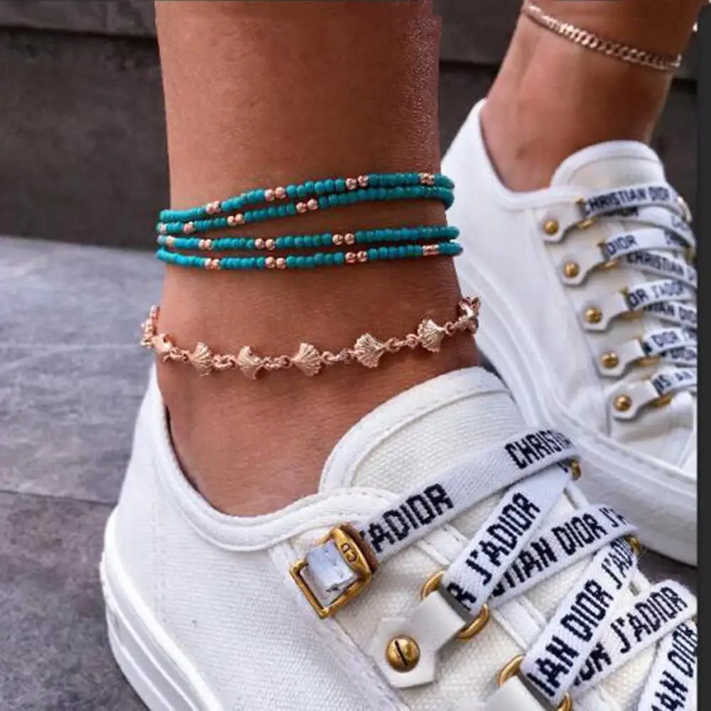 

Hot Women 5Pcs/Set Handmade Unisex Shell Beads Anklet Adjustable Bracelets Foot Jewelry Gift