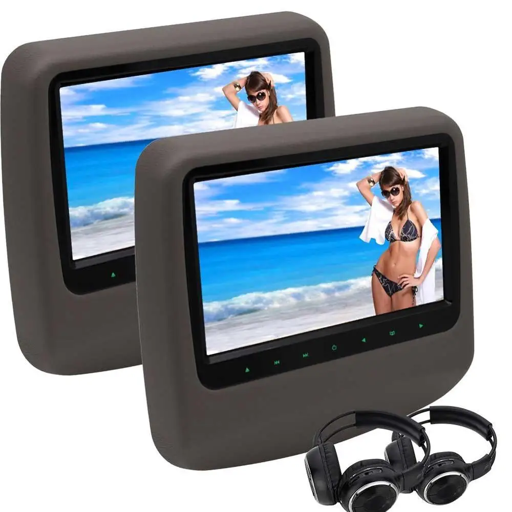 2x Headphones 9"Twin Screen DVD Player Portable Car Headrest Monitor