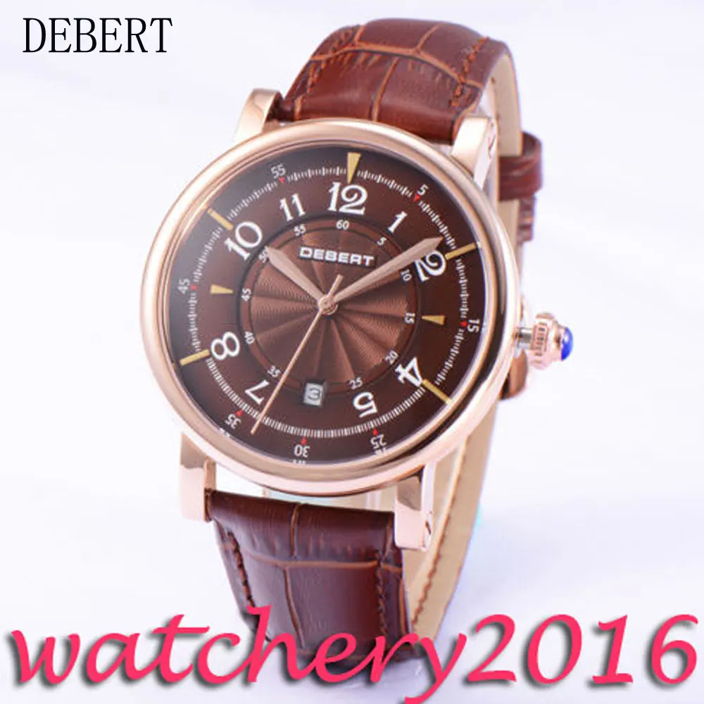 

Casual Debert 43mm coffee dial rose golden case miyota Automatic movement Men's wrist Watch
